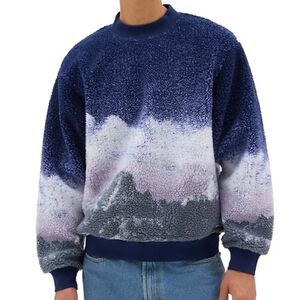 Vans Men's Navy and White Gradient Crewneck Sweater
